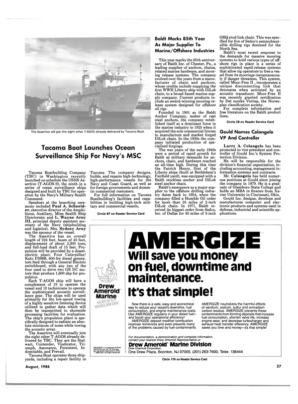 Maritime Reporter Magazine, page 35,  Aug 1986