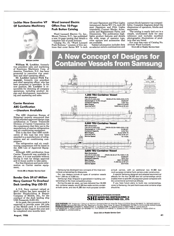 Maritime Reporter Magazine, page 39,  Aug 1986