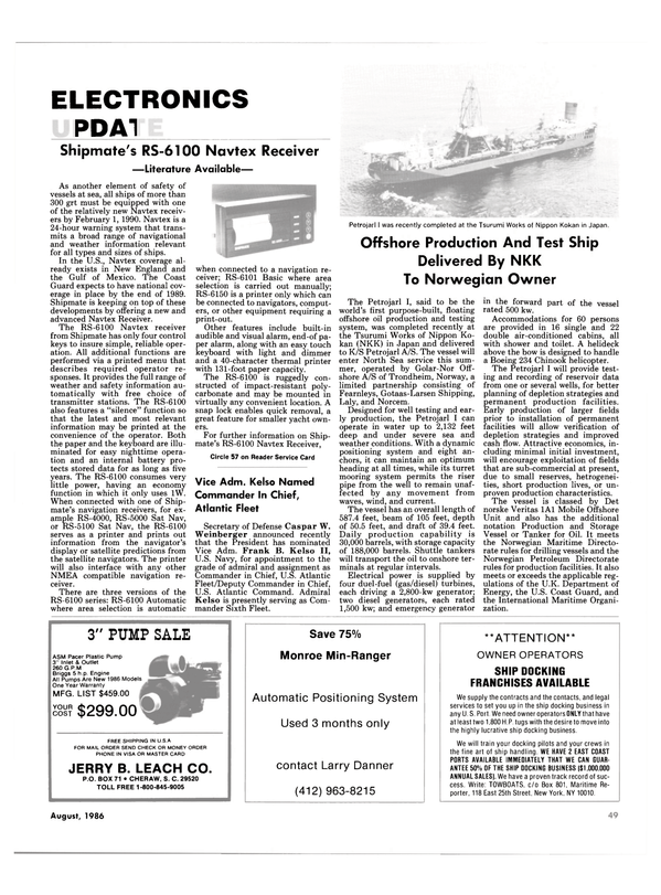 Maritime Reporter Magazine, page 49,  Aug 1986