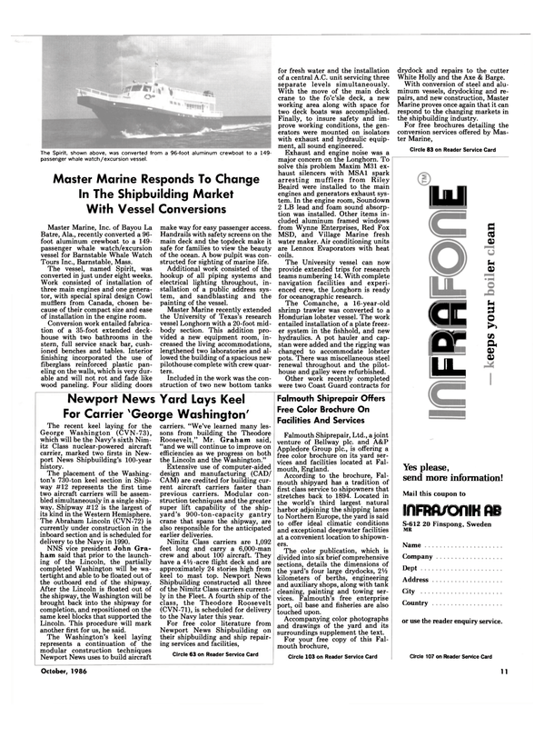 Maritime Reporter Magazine, page 9,  Oct 1986