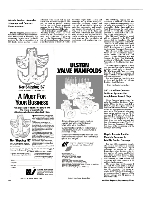 Maritime Reporter Magazine, page 62,  Nov 1986