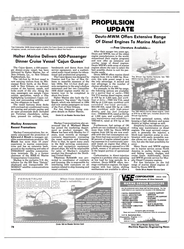 Maritime Reporter Magazine, page 64,  Dec 1987