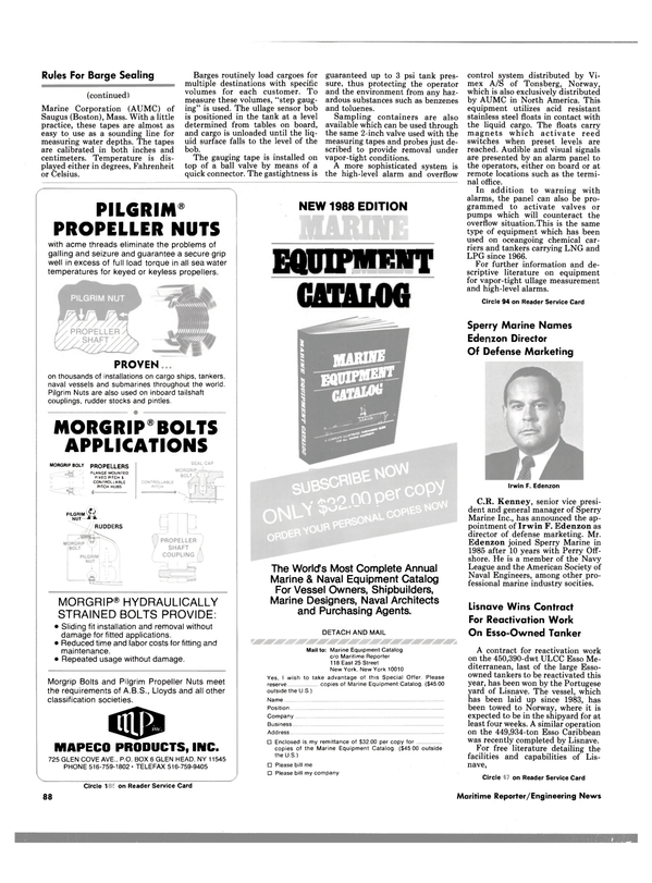 Maritime Reporter Magazine, page 86,  Nov 1988