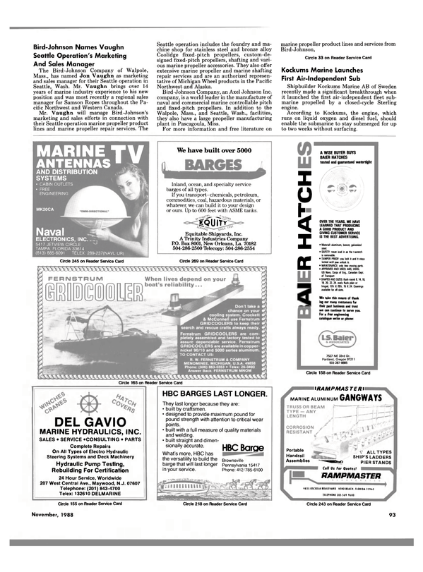 Maritime Reporter Magazine, page 91,  Nov 1988