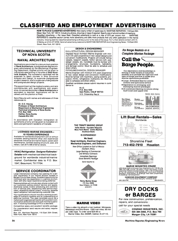 Maritime Reporter Magazine, page 50,  Jan 1989