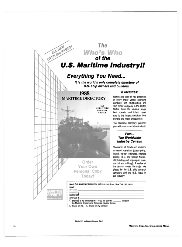 Maritime Reporter Magazine, page 54,  Jan 1989