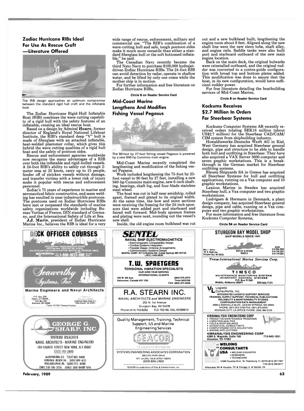 Maritime Reporter Magazine, page 61,  Feb 1989