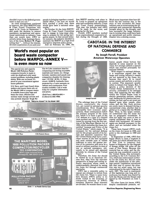 Maritime Reporter Magazine, page 46,  Mar 1989