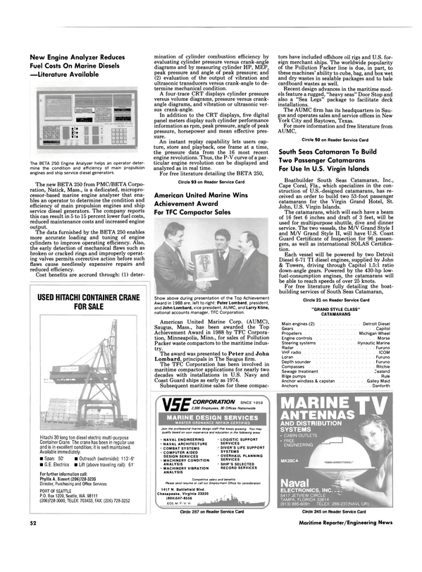 Maritime Reporter Magazine, page 52,  Mar 1989