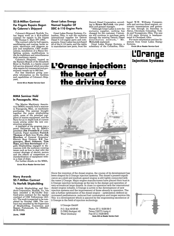 Maritime Reporter Magazine, page 9,  Jun 1989
