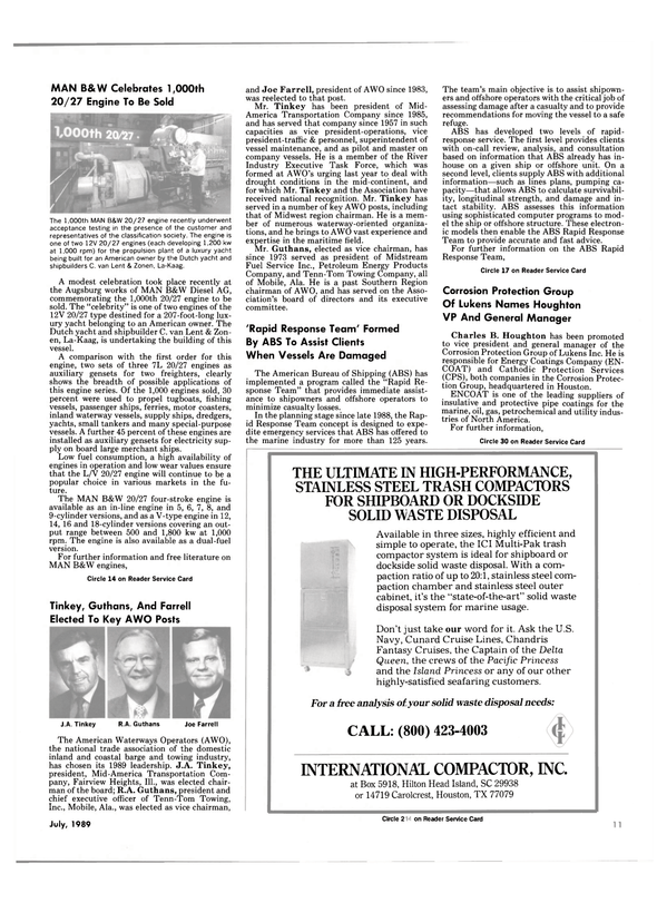 Maritime Reporter Magazine, page 9,  Jul 1989