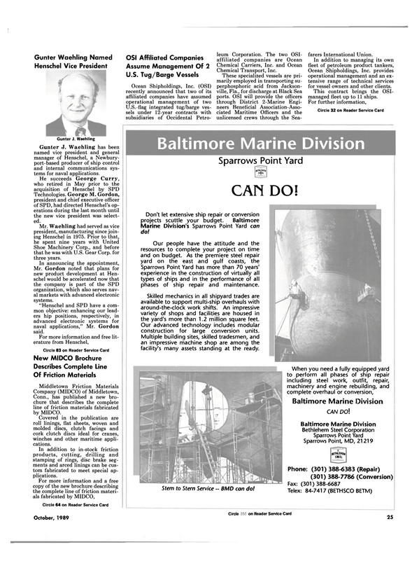 Maritime Reporter Magazine, page 25,  Oct 1989
