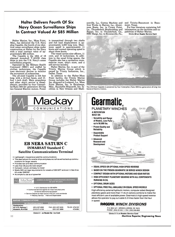 Maritime Reporter Magazine, page 52,  Oct 1989