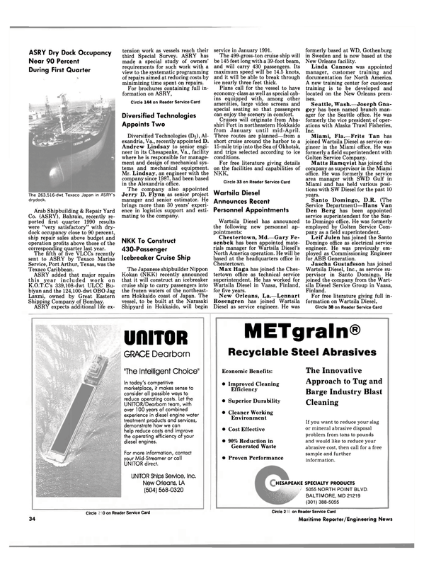 Maritime Reporter Magazine, page 34,  Aug 1990