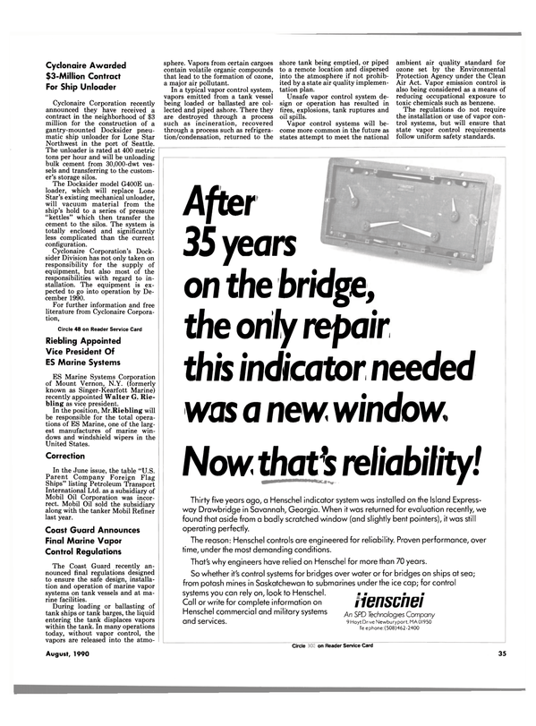 Maritime Reporter Magazine, page 35,  Aug 1990