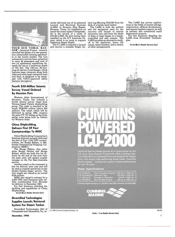 Maritime Reporter Magazine, page 7,  Dec 1990