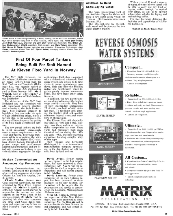 Maritime Reporter Magazine, page 9,  Jan 1991
