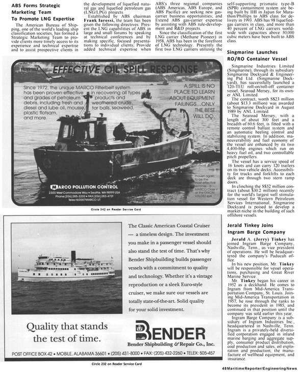 Maritime Reporter Magazine, page 46,  Jan 1991