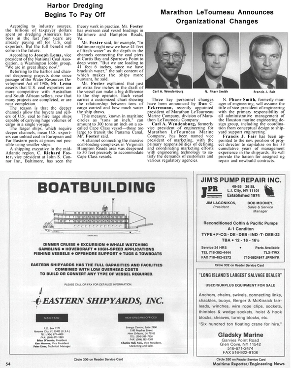 Maritime Reporter Magazine, page 50,  Jan 1991