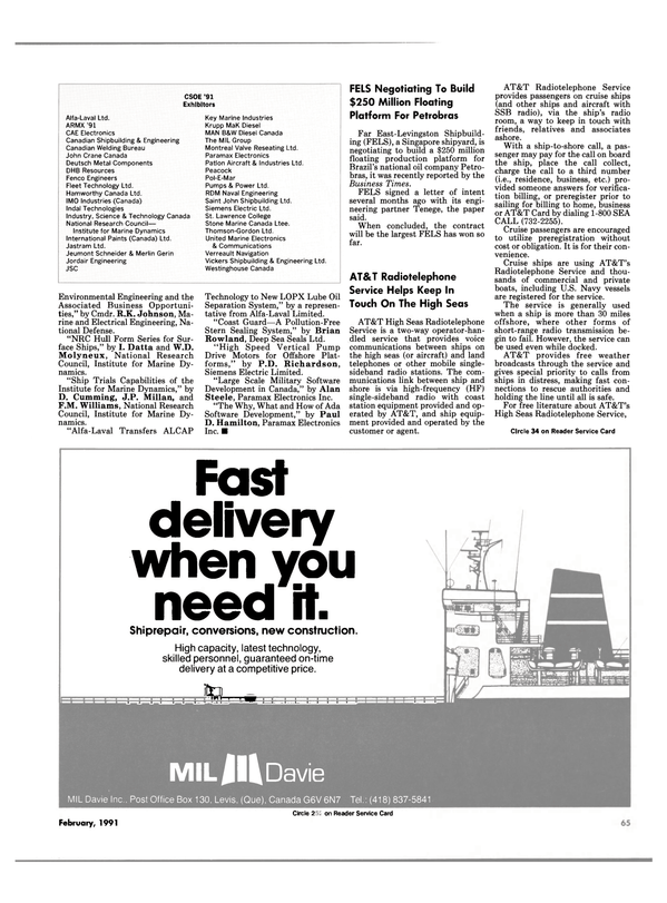 Maritime Reporter Magazine, page 65,  Feb 1991