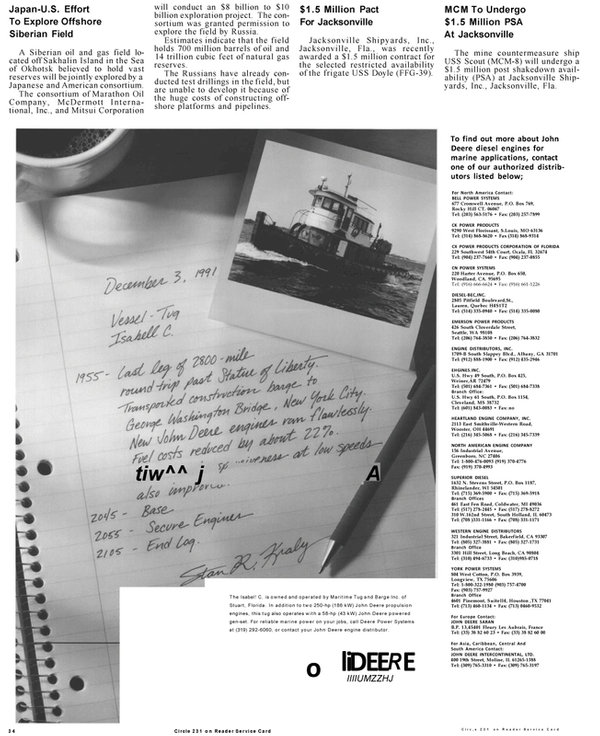 Maritime Reporter Magazine, page 32,  Mar 1992