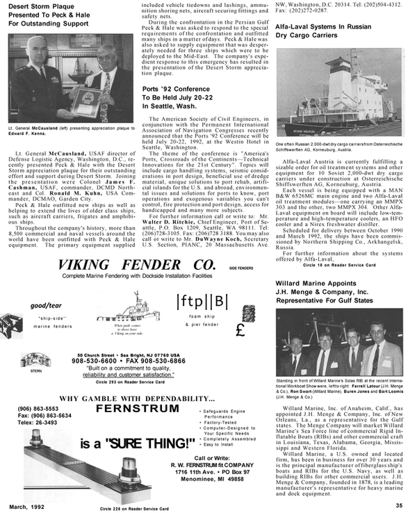 Maritime Reporter Magazine, page 35,  Mar 1992