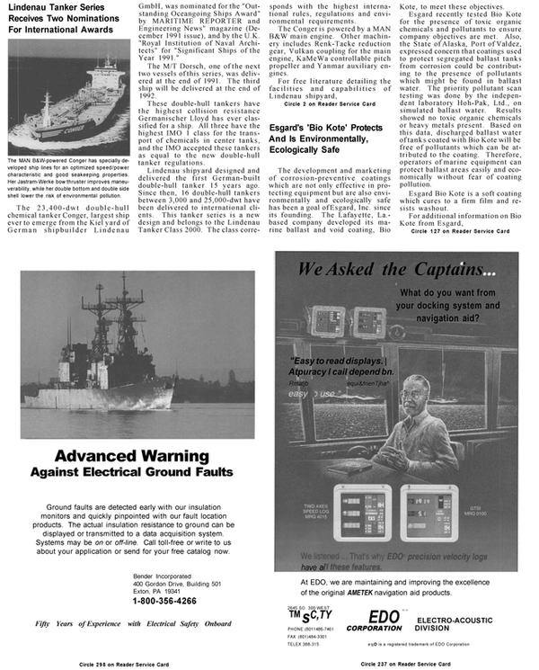 Maritime Reporter Magazine, page 60,  Mar 1992