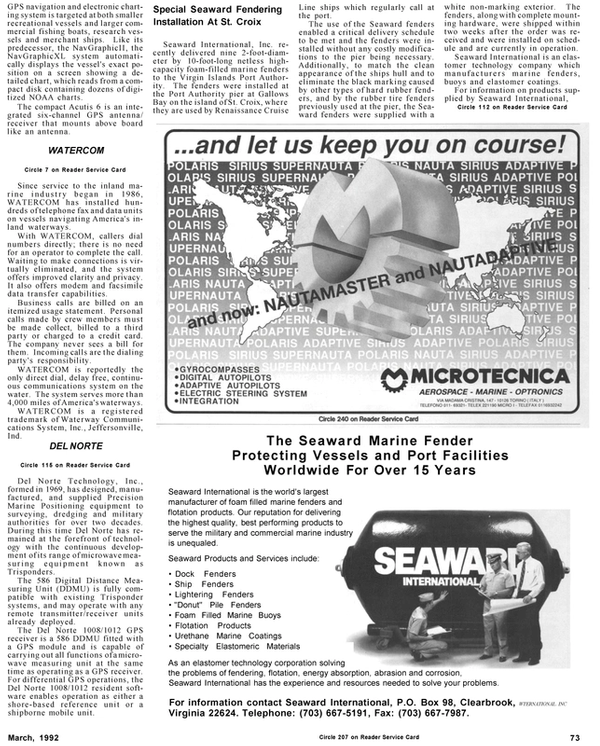 Maritime Reporter Magazine, page 73,  Mar 1992