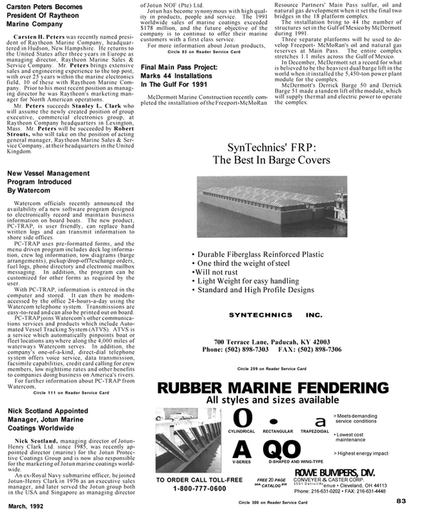 Maritime Reporter Magazine, page 77,  Mar 1992