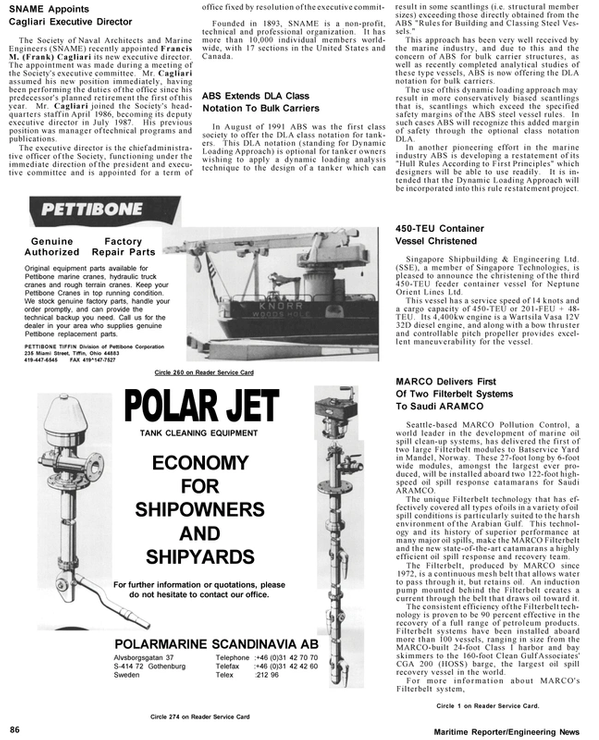 Maritime Reporter Magazine, page 88,  Mar 1992