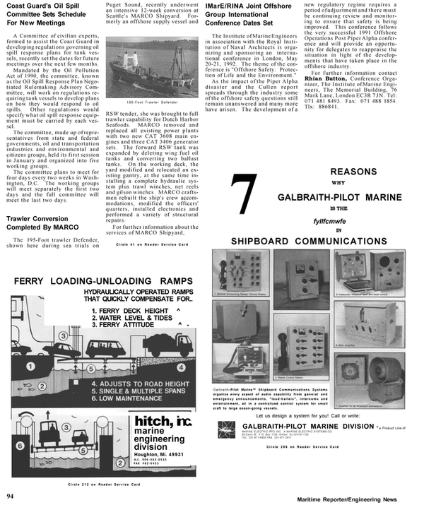 Maritime Reporter Magazine, page 90,  Mar 1992