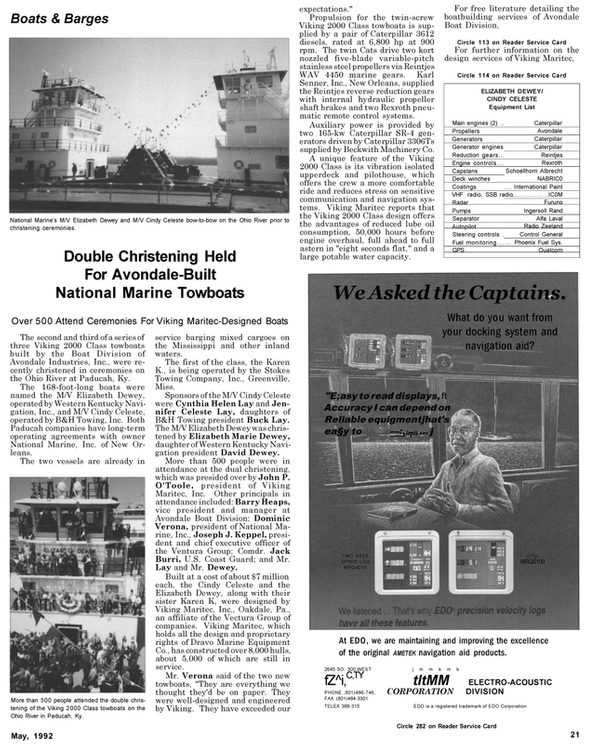 Maritime Reporter Magazine, page 21,  May 1992
