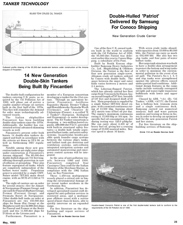 Maritime Reporter Magazine, page 25,  May 1992