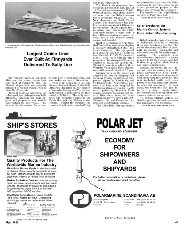 Maritime Reporter Magazine, page 43,  May 1992