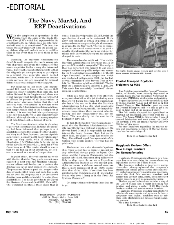 Maritime Reporter Magazine, page 57,  May 1992