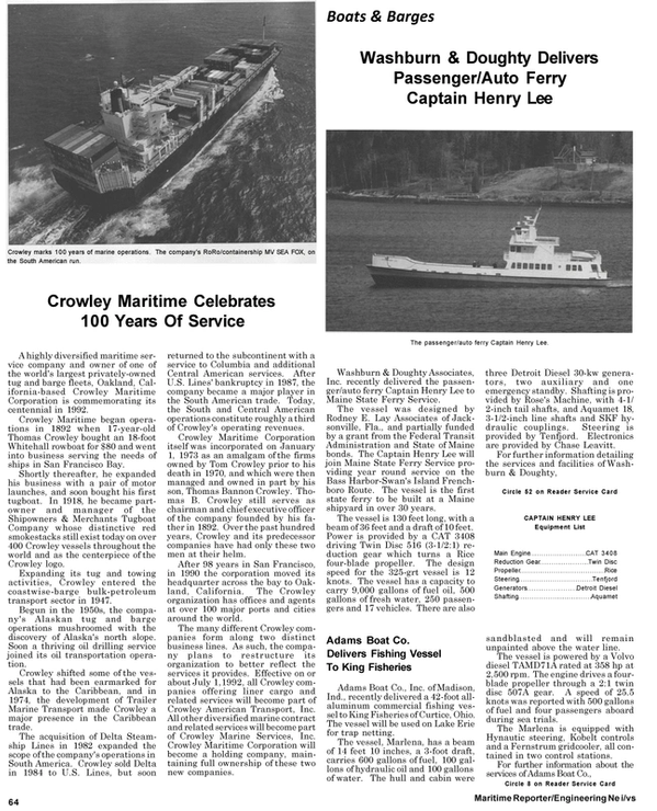 Maritime Reporter Magazine, page 72,  May 1992