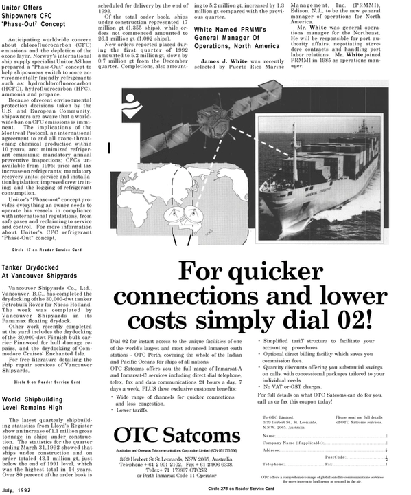 Maritime Reporter Magazine, page 21,  Jul 1992