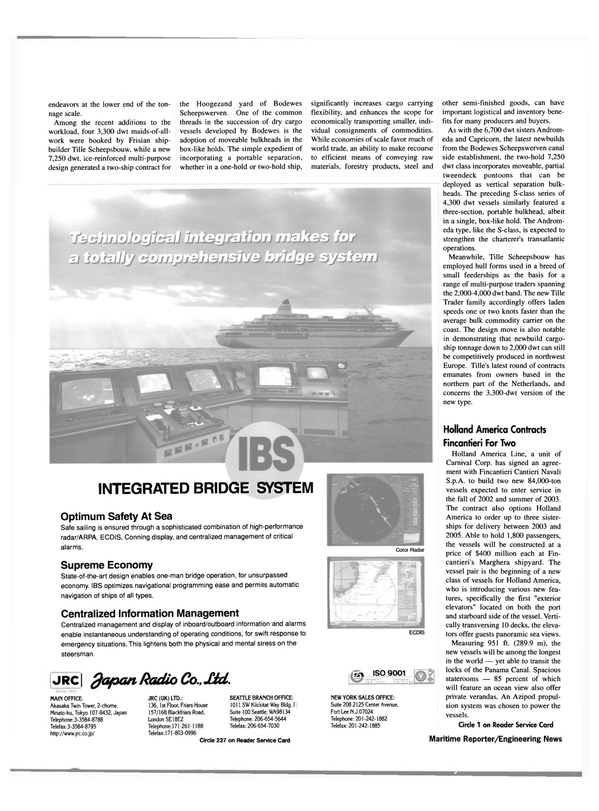Maritime Reporter Magazine, page 12,  Jan 2000