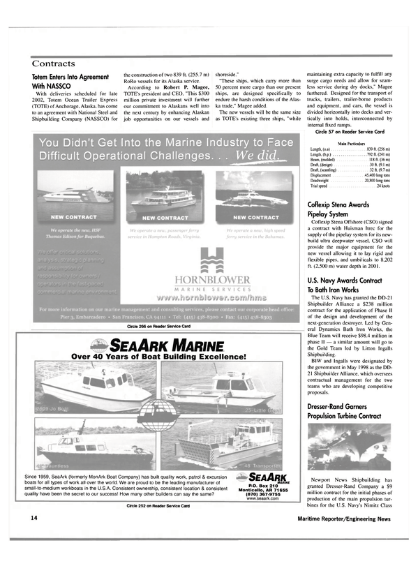 Maritime Reporter Magazine, page 14,  Jan 2000