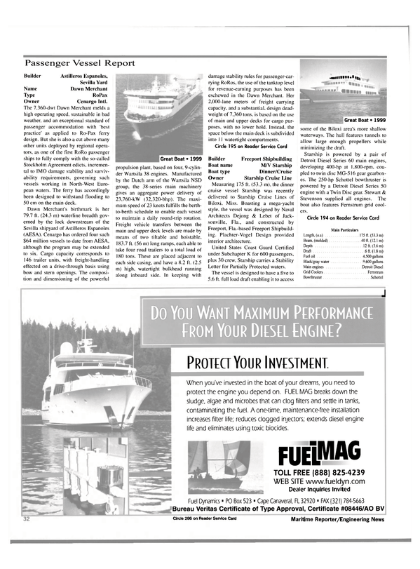 Maritime Reporter Magazine, page 32,  Jan 2000