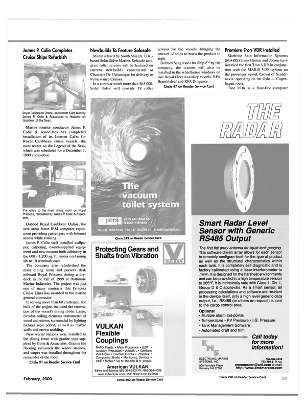 Maritime Reporter Magazine, page 29,  Feb 2000