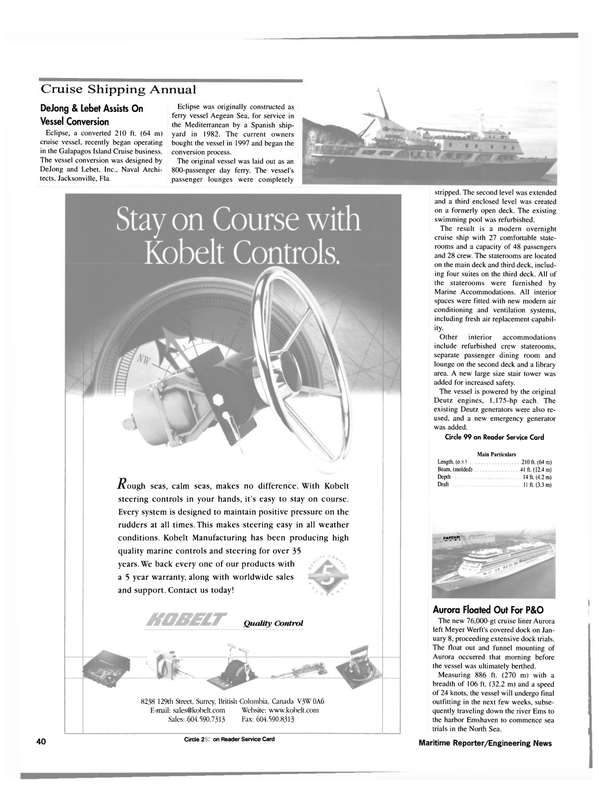 Maritime Reporter Magazine, page 40,  Feb 2000