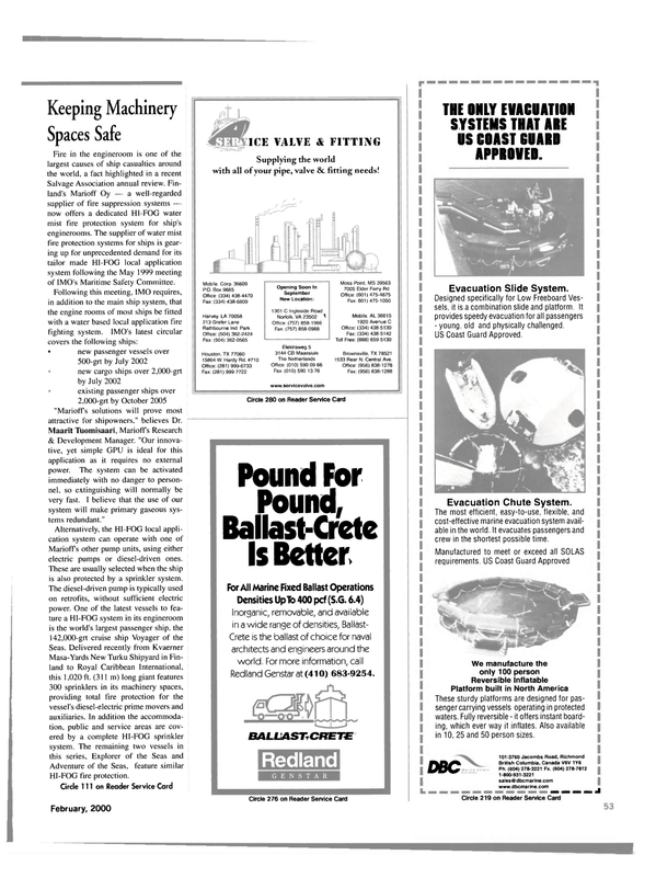 Maritime Reporter Magazine, page 53,  Feb 2000
