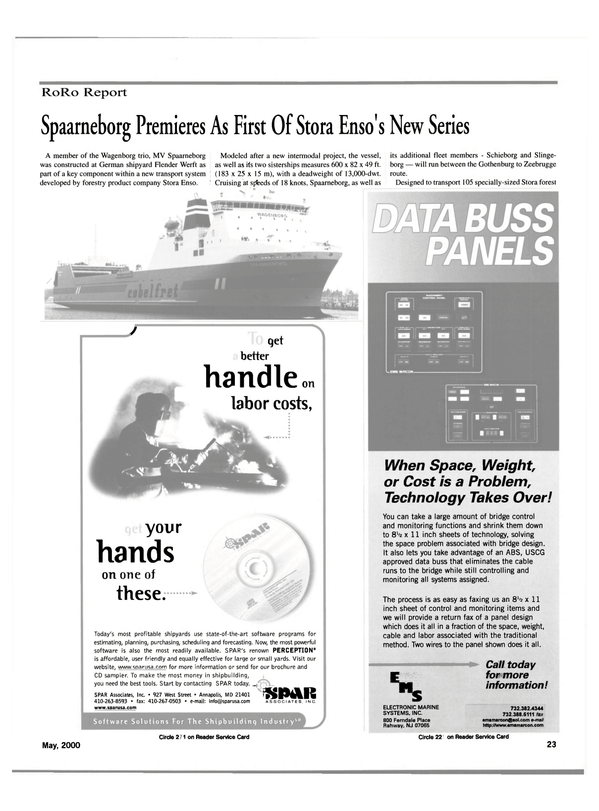 Maritime Reporter Magazine, page 23,  May 2000