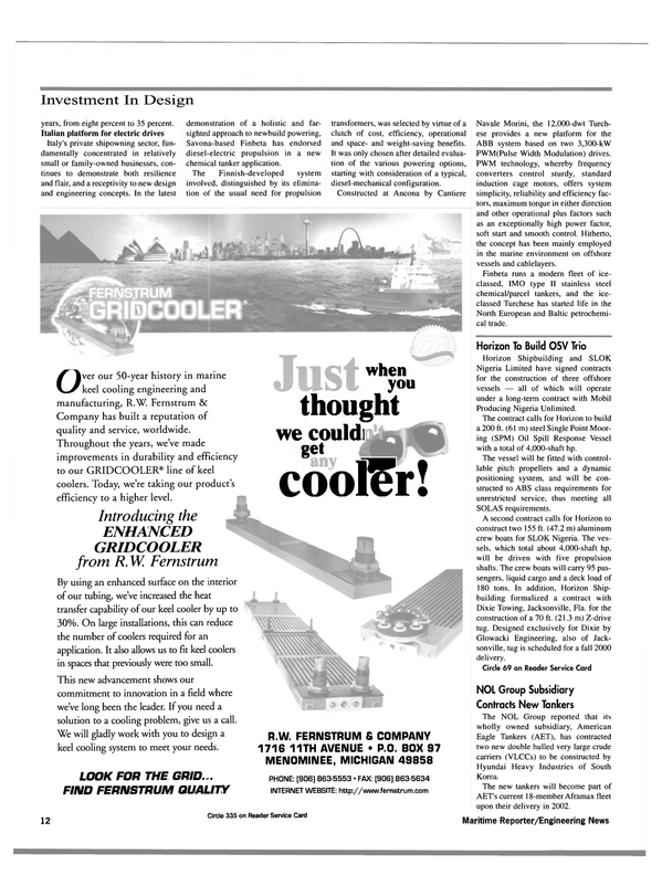 Maritime Reporter Magazine, page 12,  Jun 15, 2000