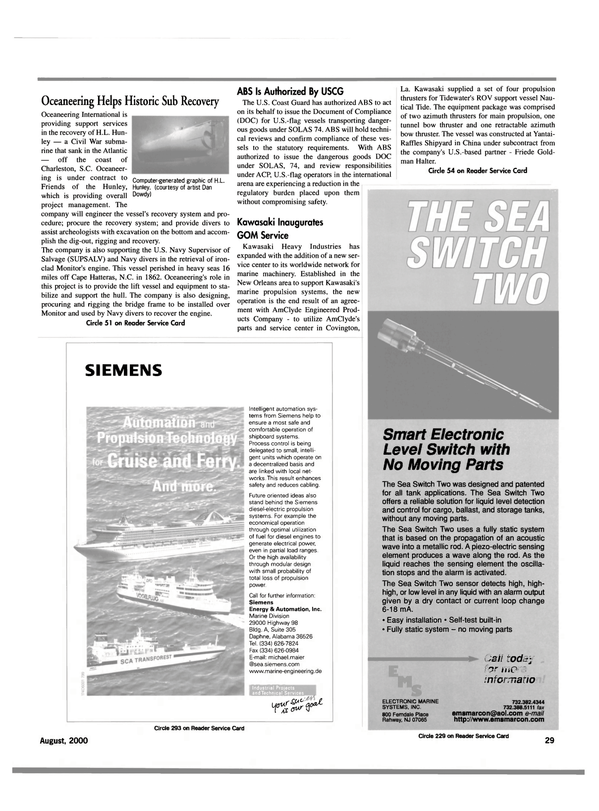 Maritime Reporter Magazine, page 29,  Aug 2000