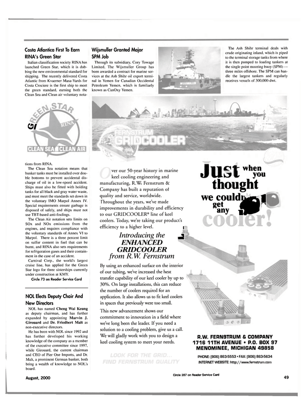 Maritime Reporter Magazine, page 49,  Aug 2000