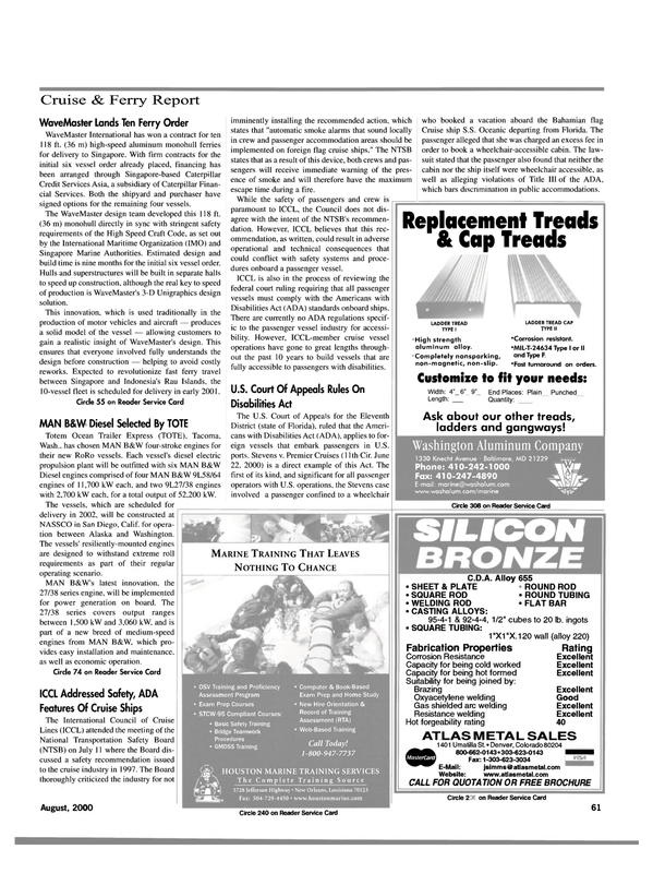 Maritime Reporter Magazine, page 61,  Aug 2000