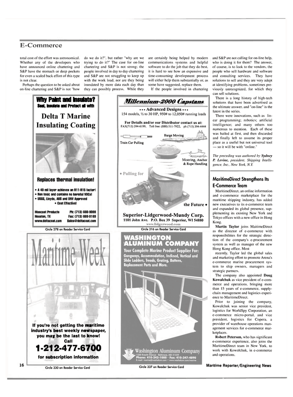 Maritime Reporter Magazine, page 16,  Oct 2000