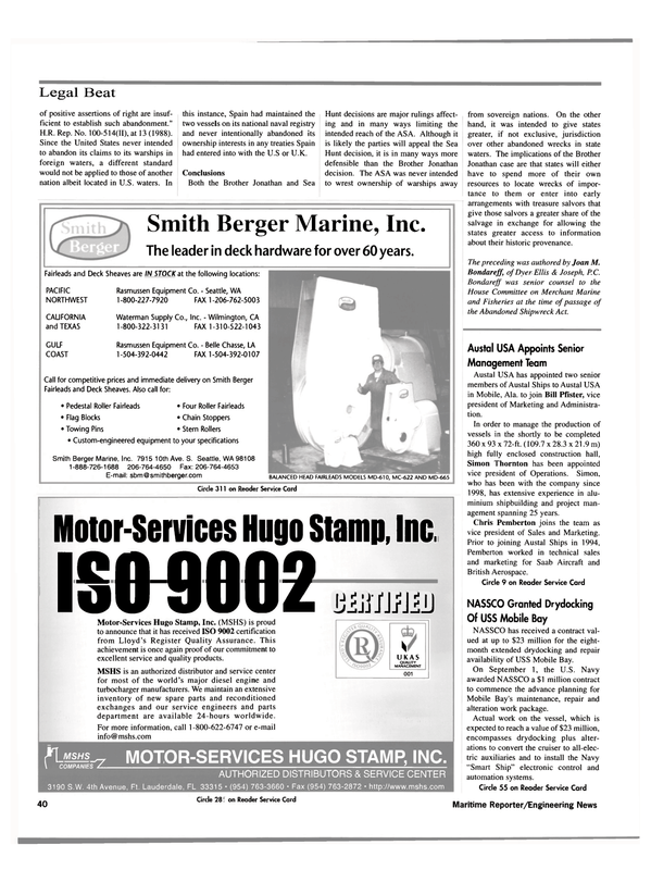 Maritime Reporter Magazine, page 42,  Oct 2000